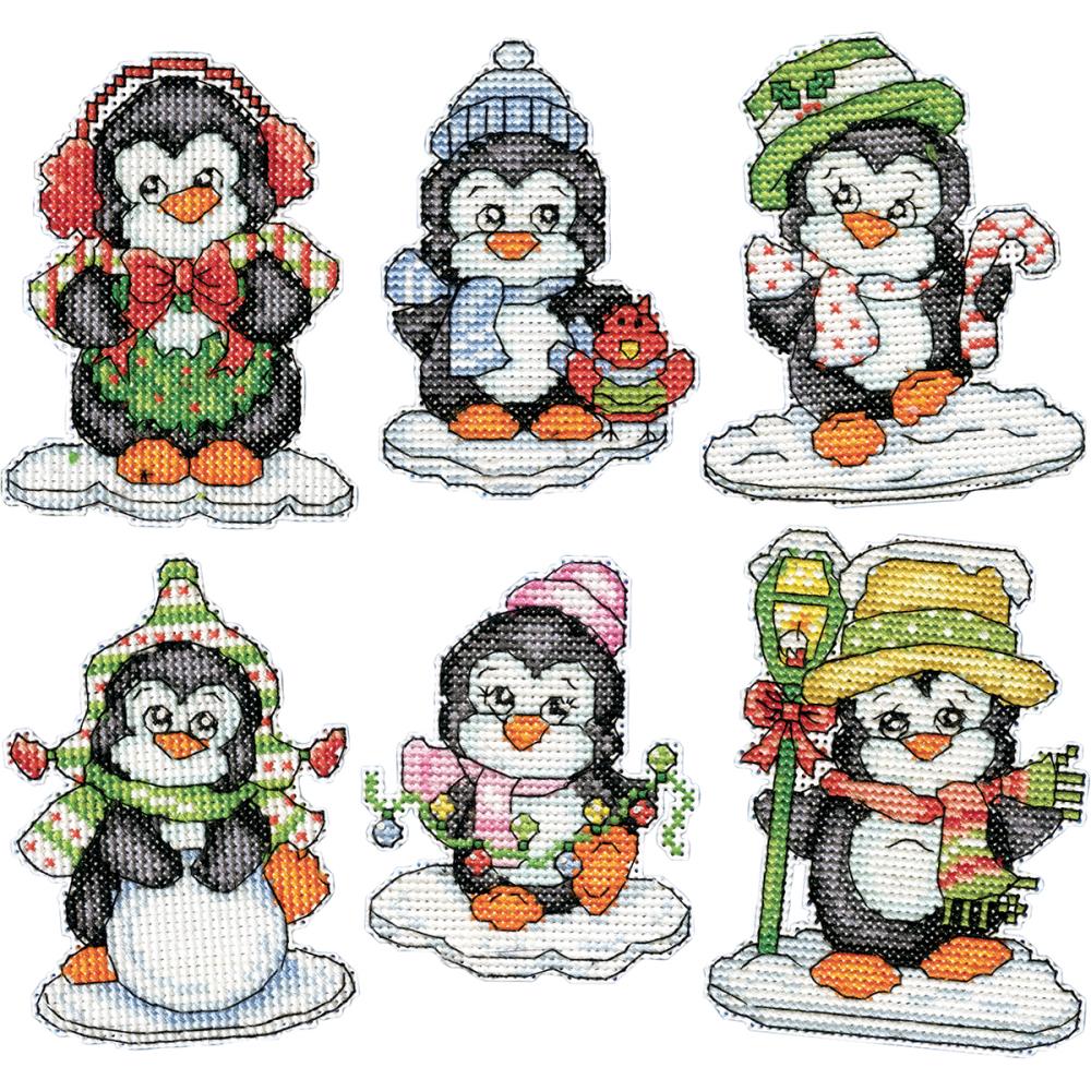 Penguins on Ice 6/Pkg Counted Cross Stitch Ornament Kit